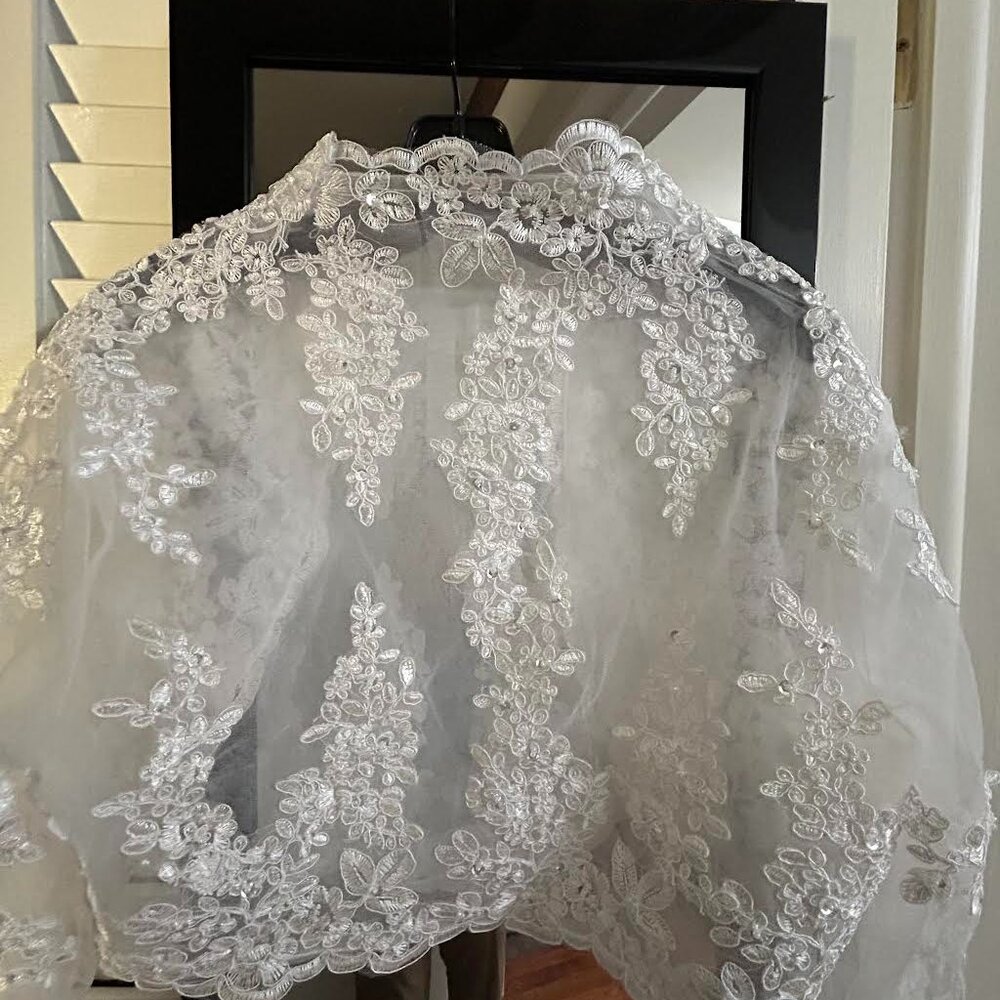 Gorgeous Lace & embroidered Wedding Jacket - Picture 9 of 11